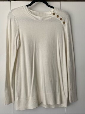LOFT Outlet Cream Ribbed Knit Sweater